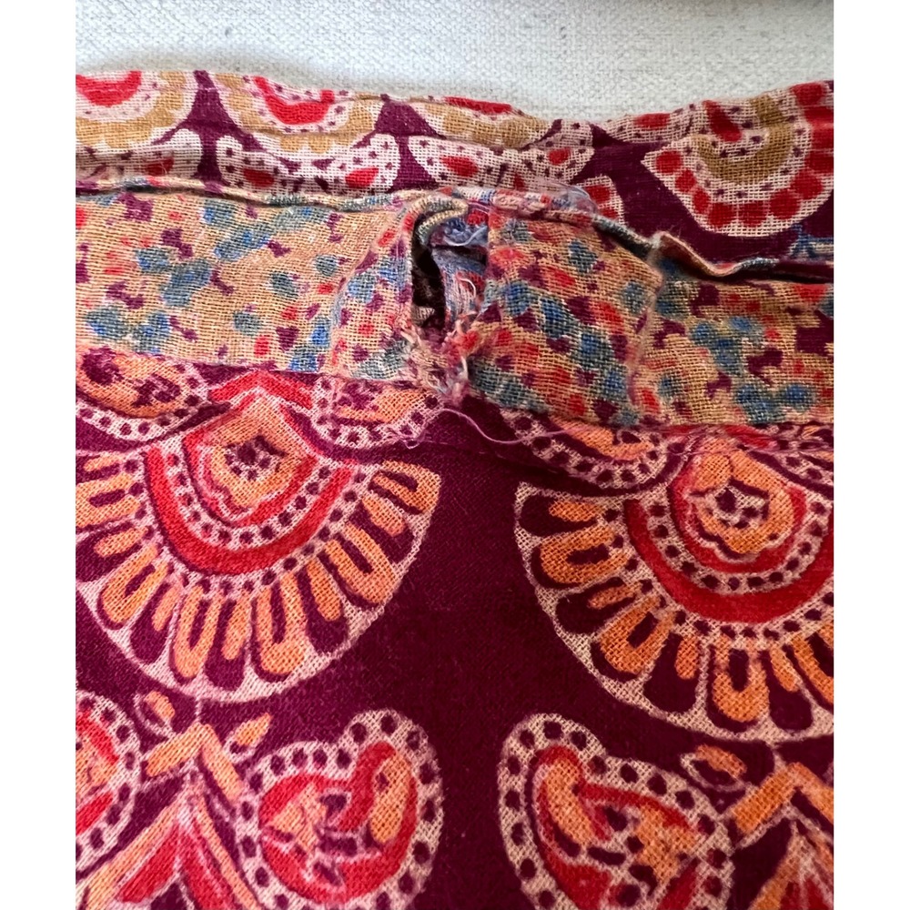 Boho Wrap Midi Skirt Burgundy Floral Block Print Tie Waist Handmade Look
Cotton - Picture 7 of 7